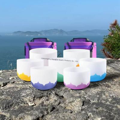 مجموعة أوعية غناء كريستالية قابلة للتخصيص مقاس 6-12 بوصة مع مطارق وحلقات مجانية لشفاء الشاكرات