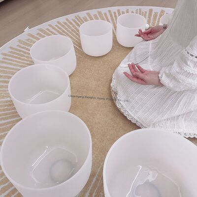 مجموعة أوعية الغناء الكوارتز قابلة للتخصيص مقاس 6-12 بوصة مع مطارق وحلقات مجانية لشفاء الشاكرا