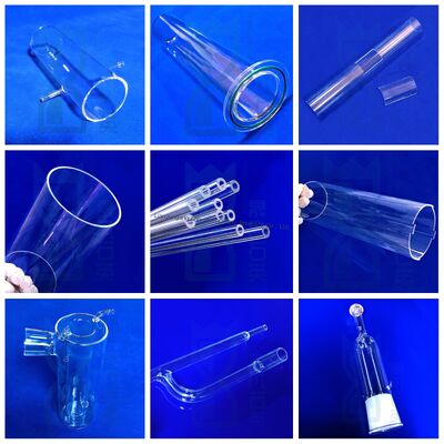 أنبوب الزجاج الكوارتزية الصبغية الصبغية المذابة ذات درجة حرارة عمل 1100 درجة مئوية 99.99٪ نقاء SiO2 ونقل الضوء العالي